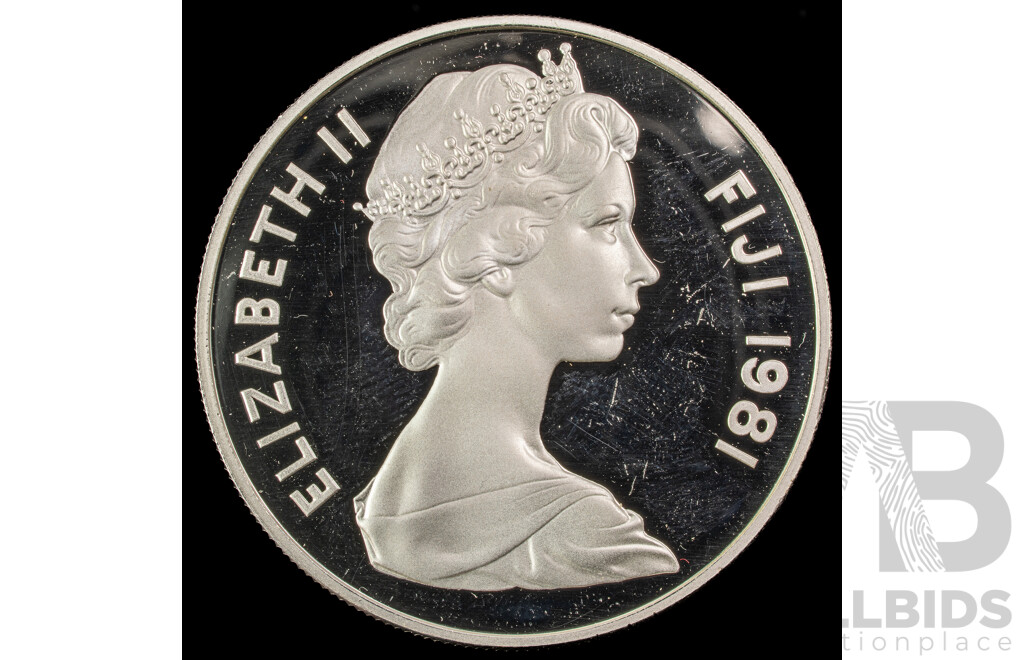 Fiji 1981 Silver Ten Dollar Coin, Commemorative Prince Charles Wedding .925
