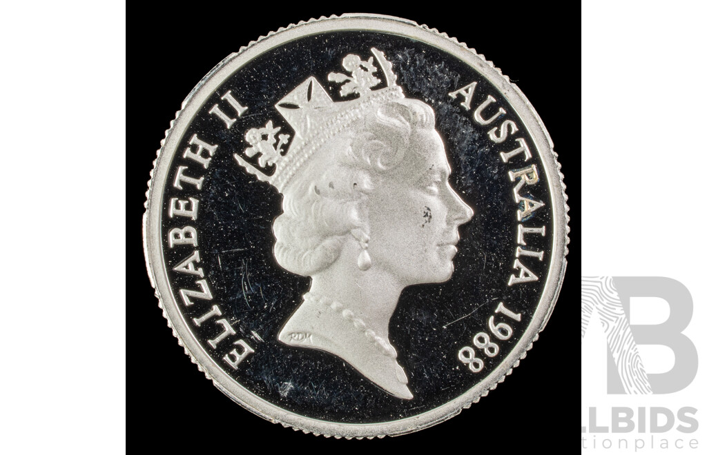 Australian 1988 Silver One Dollar Coin, Commemorative Bicentennial Aboriginal Kangaroo .925