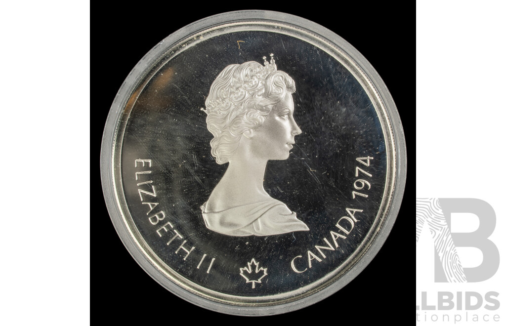 Canada 1974 Silver Ten Dollar Coin, Montreal Olympics, Temple of Zeus .925