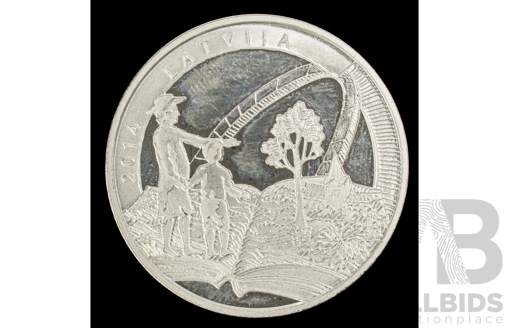 Latvia 2014 Silver Five Euro Coin, 300th Anniversary of the Latvian Writer G.F.Stender .925