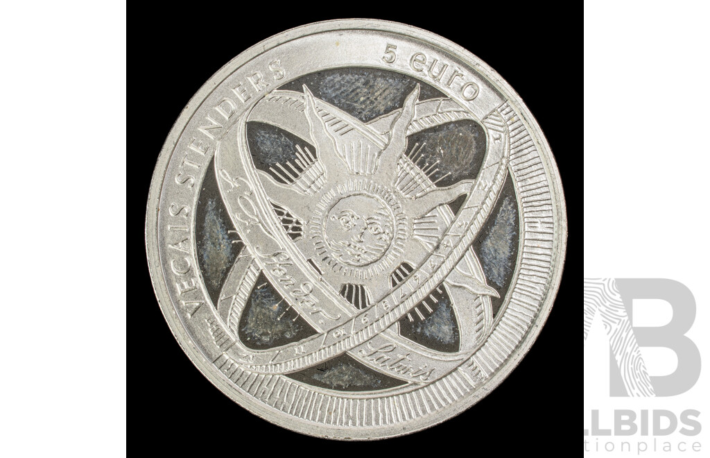 Latvia 2014 Silver Five Euro Coin, 300th Anniversary of the Latvian Writer G.F.Stender .925
