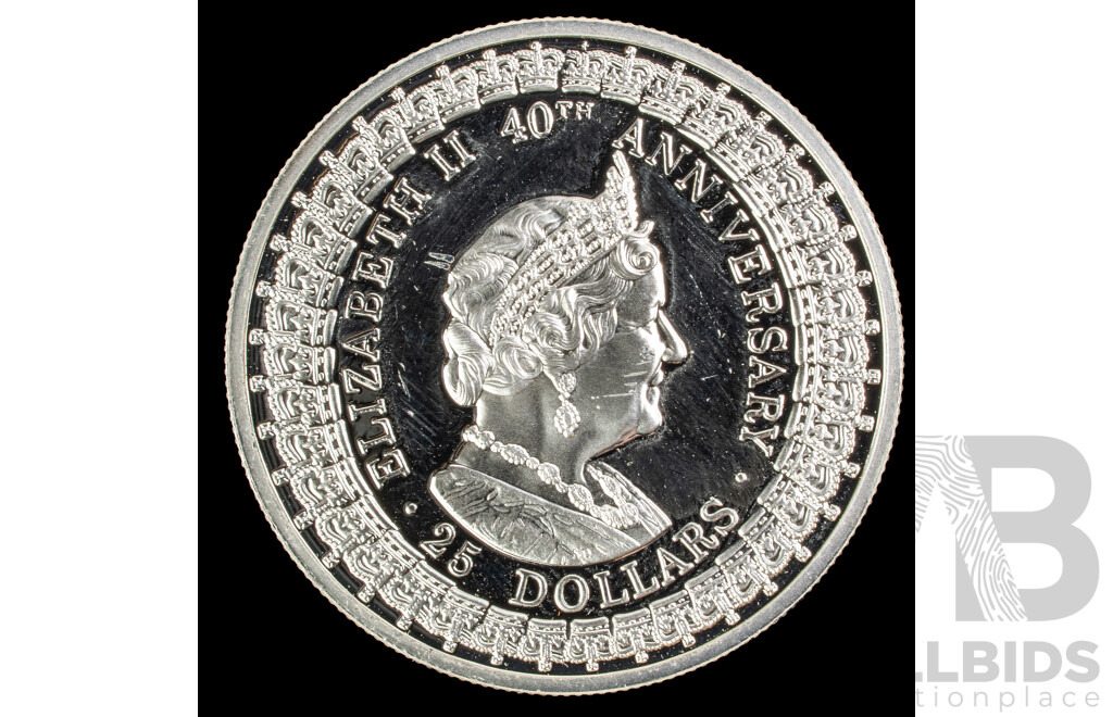 Australian 1992 Silver Twenty Five Dollar Coin, 40th Anniversary Reign of Queen Elizabeth II .925