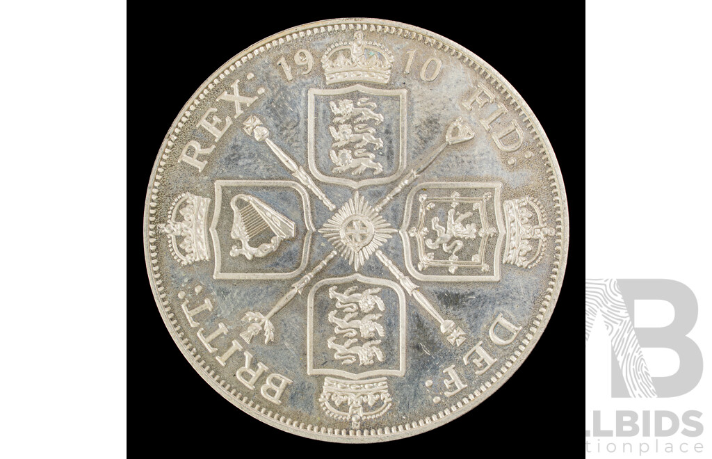 United Kingdom 2001 Silver Pattern Double Florin, Dated 1910 .925