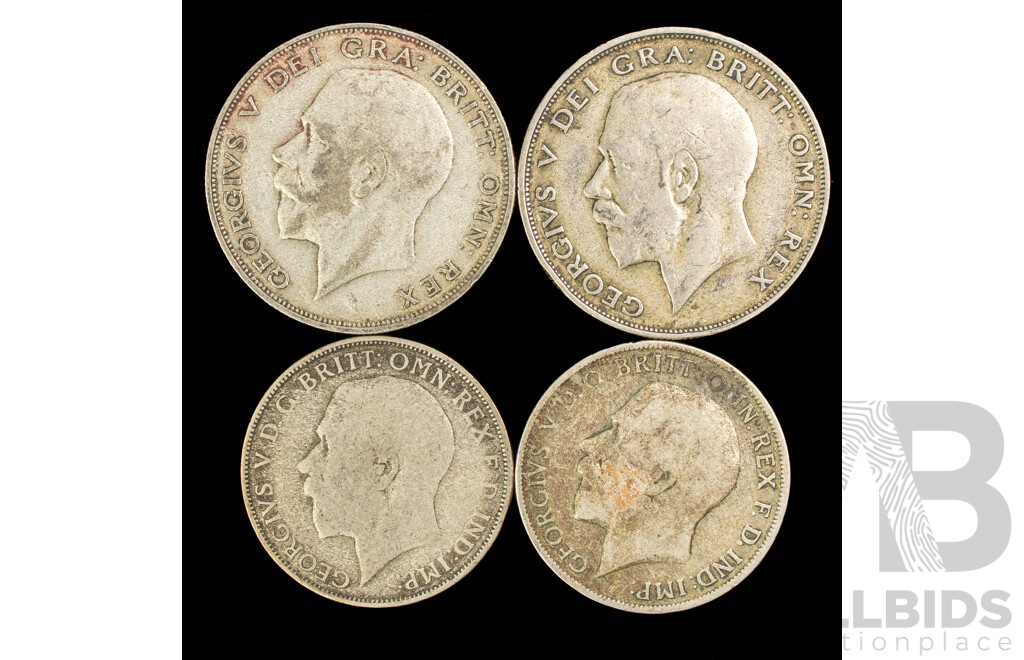 United Kingdom Silver KGV Half Crowns and Florins Including 1921 and 1922 .925