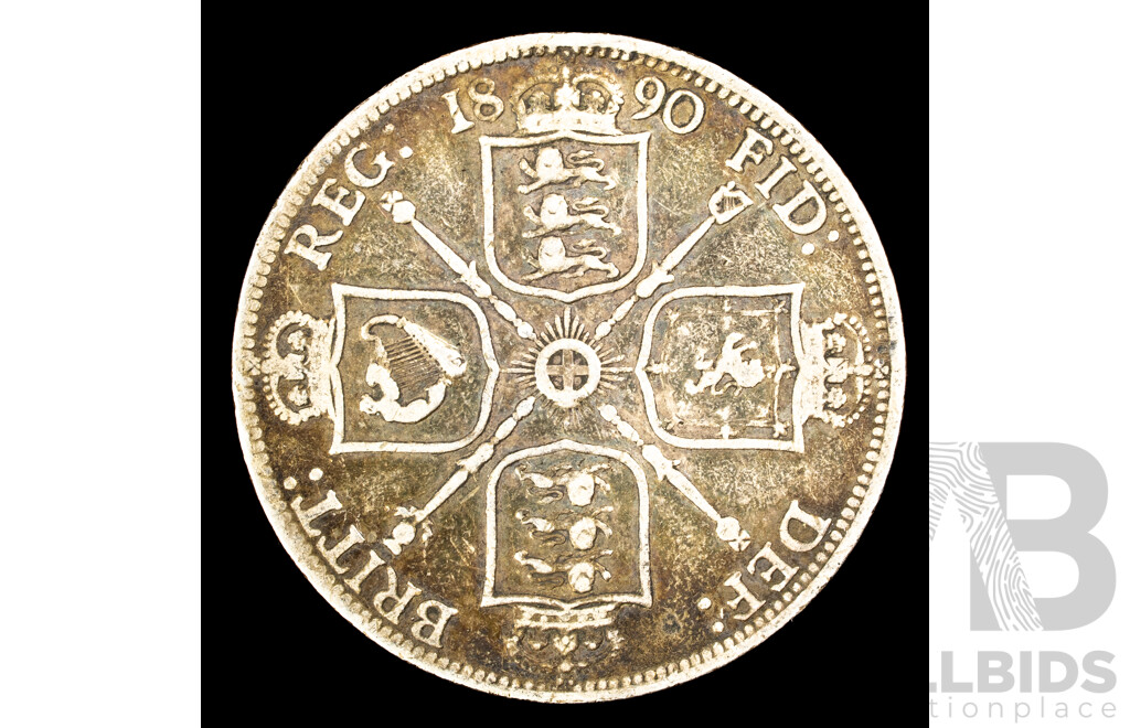 United Kingdom 1890 QV Silver Florin .925