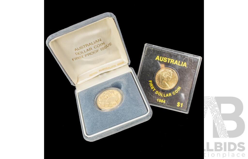 Australian RAM 1984 One Dollar Proof and UNC Coins, First Year Issue