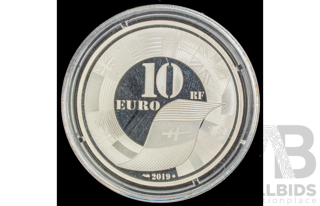 2019 Silver Ten Euro Coin, 75th Anniversary of the Normandy Landings .900