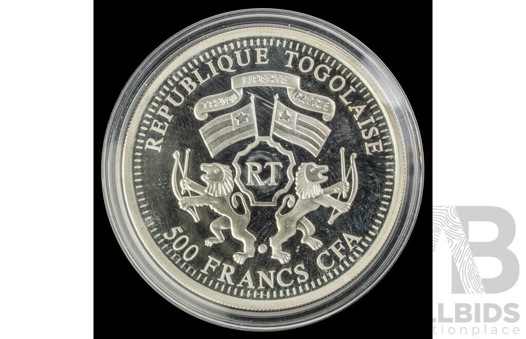 Republic of Togolese Silver Five Hundred Francs Coin, Greatest She-Warriors .925