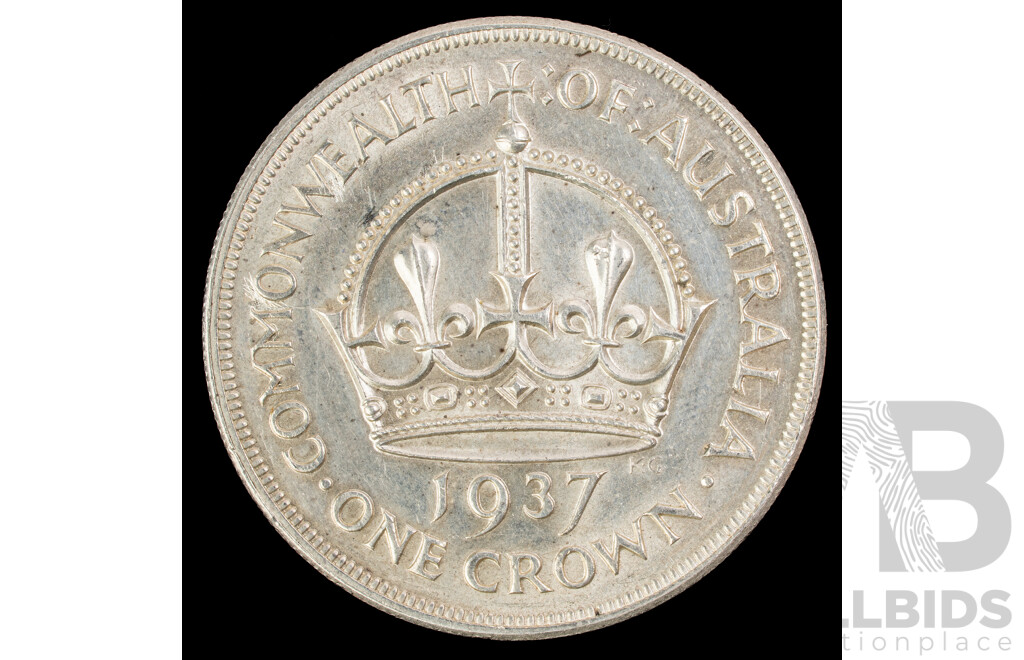 Australian 1937 Silver KGVI One Crown .925