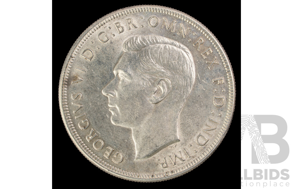 Australian 1937 Silver KGVI One Crown .925