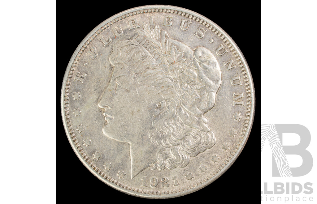 USA 1921 Silver Morgan Dollar, San Francisco Mint .900