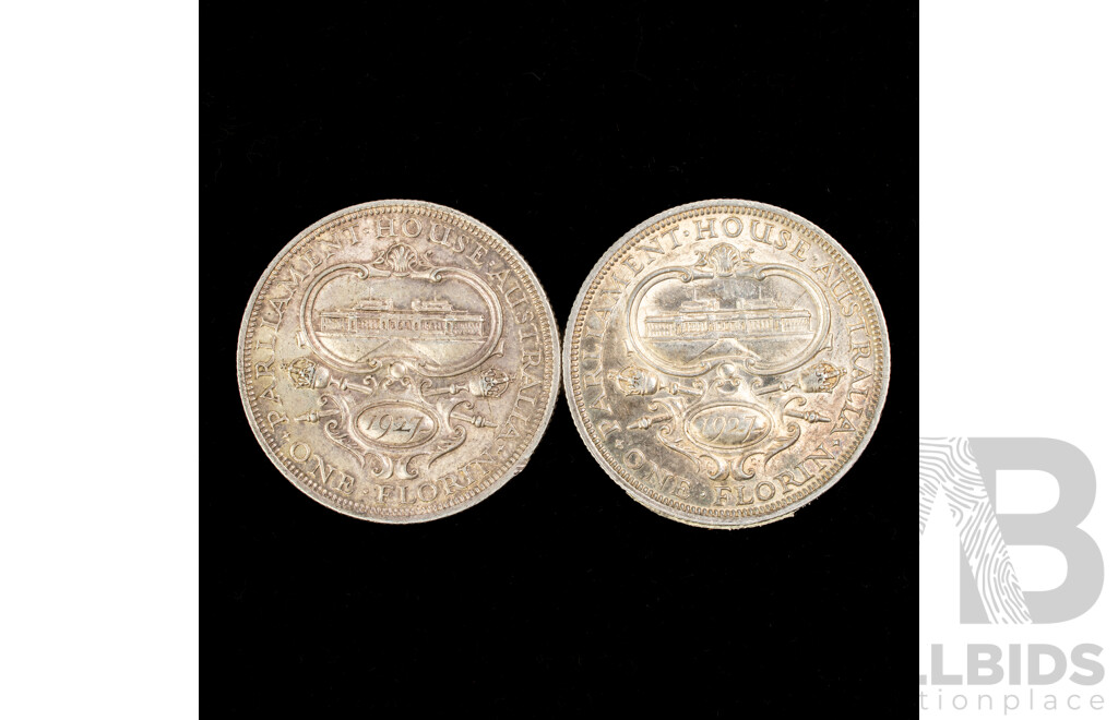 Two Australian 1927 Silver Florins, Canberra Commemorative .925