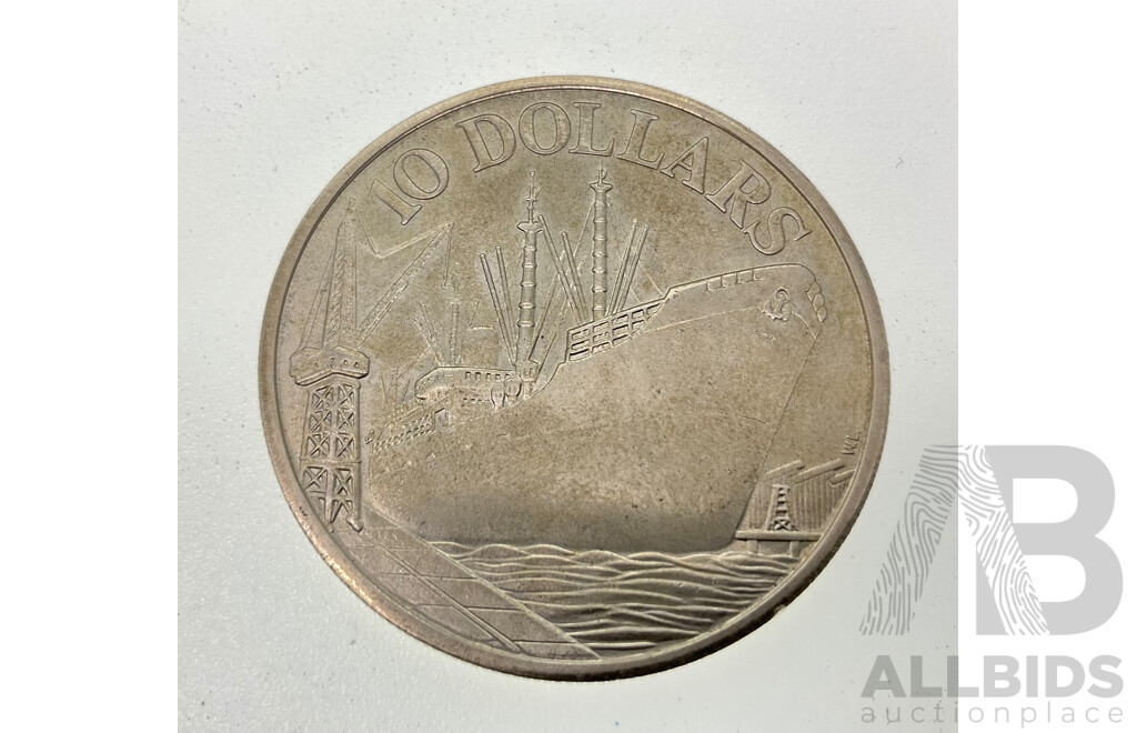 Singapore 1975 Silver Ten Dollar Coin, 10th Anniversary Independence .500