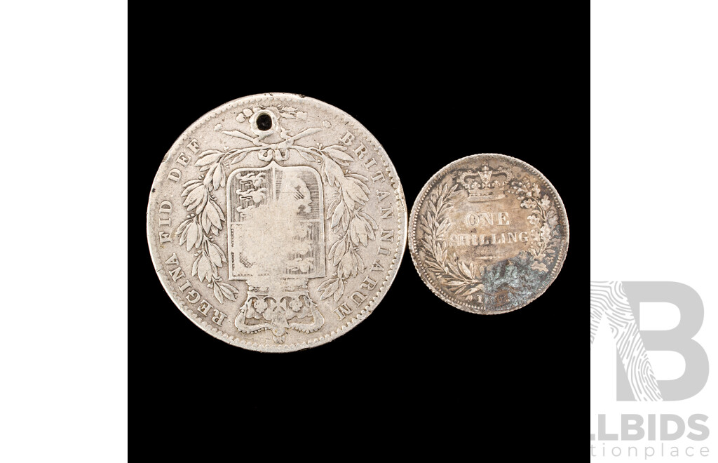 Great Britain 1844 QV Silver One Crown and One Shilling  .925