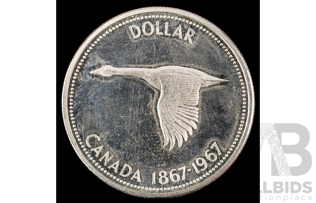 Canada 1967 Silver Dollar, 100th Anniversary of Canada .800