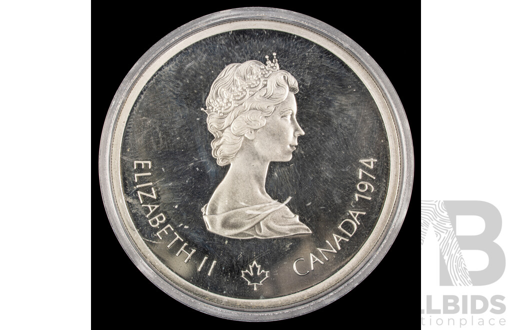 Canada 1974 Silver Ten Cent Coin, 1976 Olympics Montréal Cycling .925