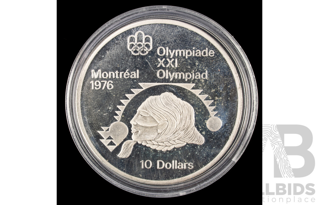Canada 1975 Silver Ten Cent Coin, 1976 Olympics Montréal Shot Put .925