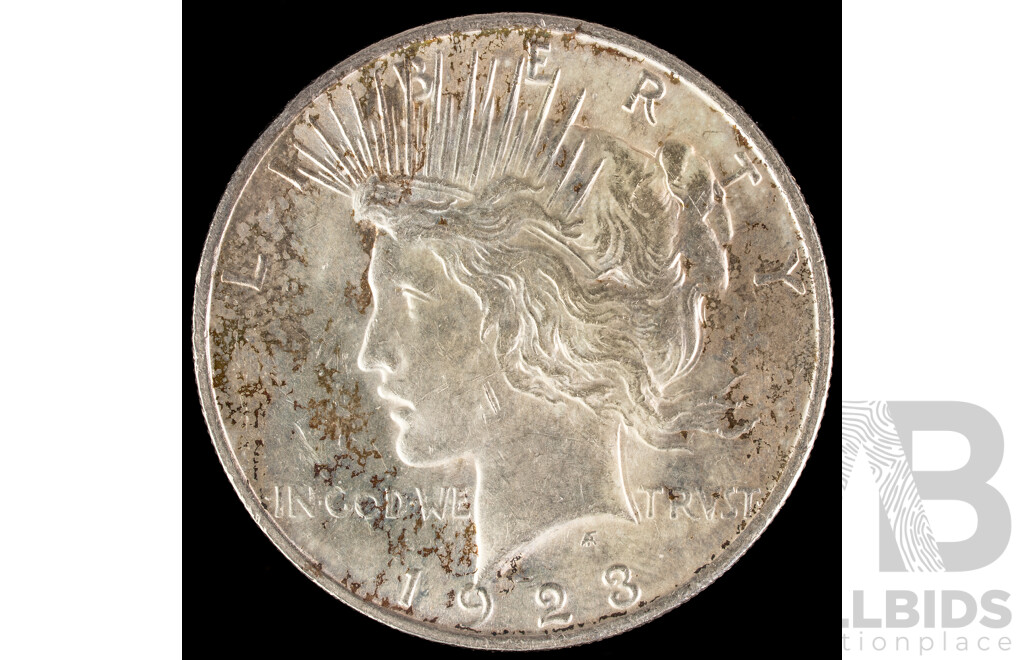 USA 1923 Silver Peace Dollar, Philadelphia Mint .900