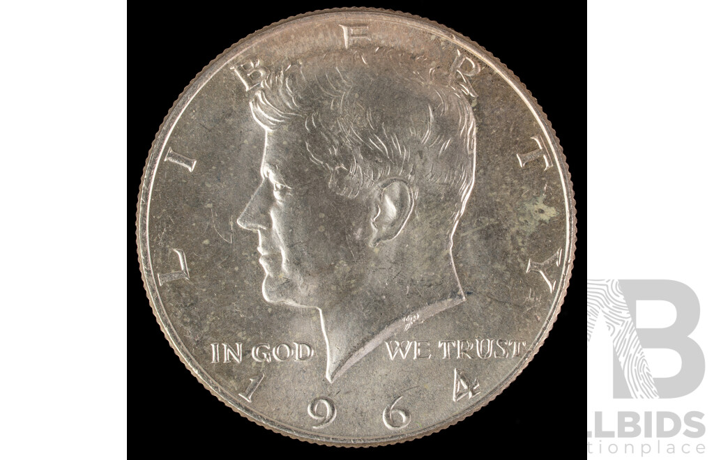 USA 1964 Silver Kennedy Half Dollar, Philadelphia Mint .900