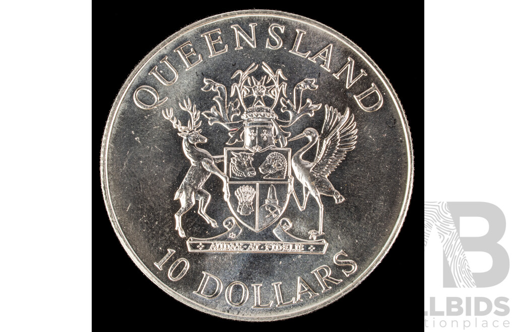 Australian 1989 Silver Ten Dollar Coin, State Series, Queensland .925