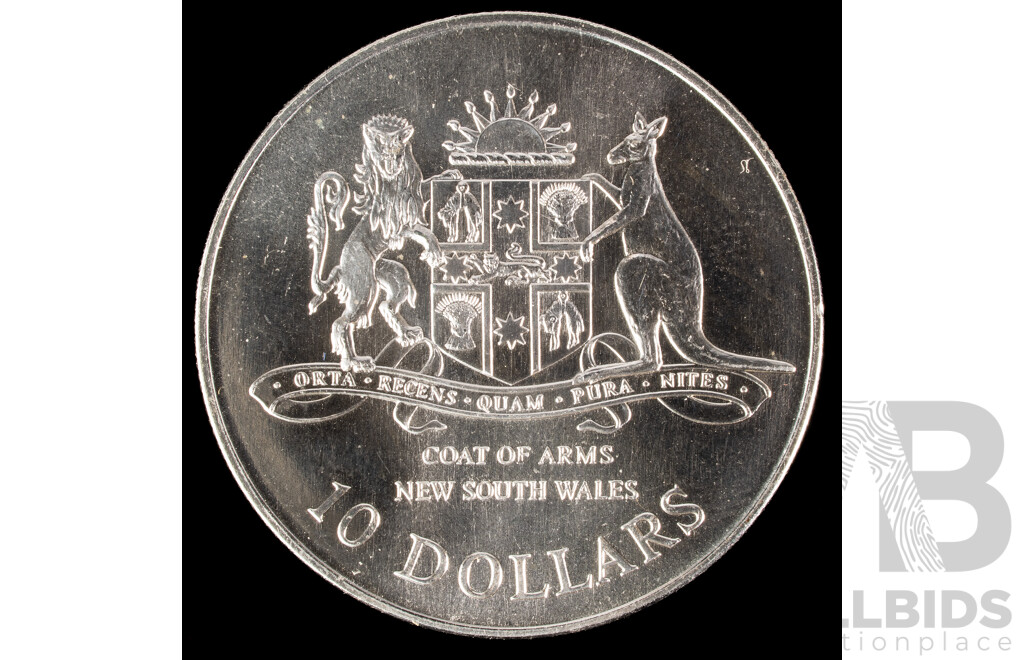Australian 1987 Silver Ten Dollar Coin, State Series, New South Wales .925