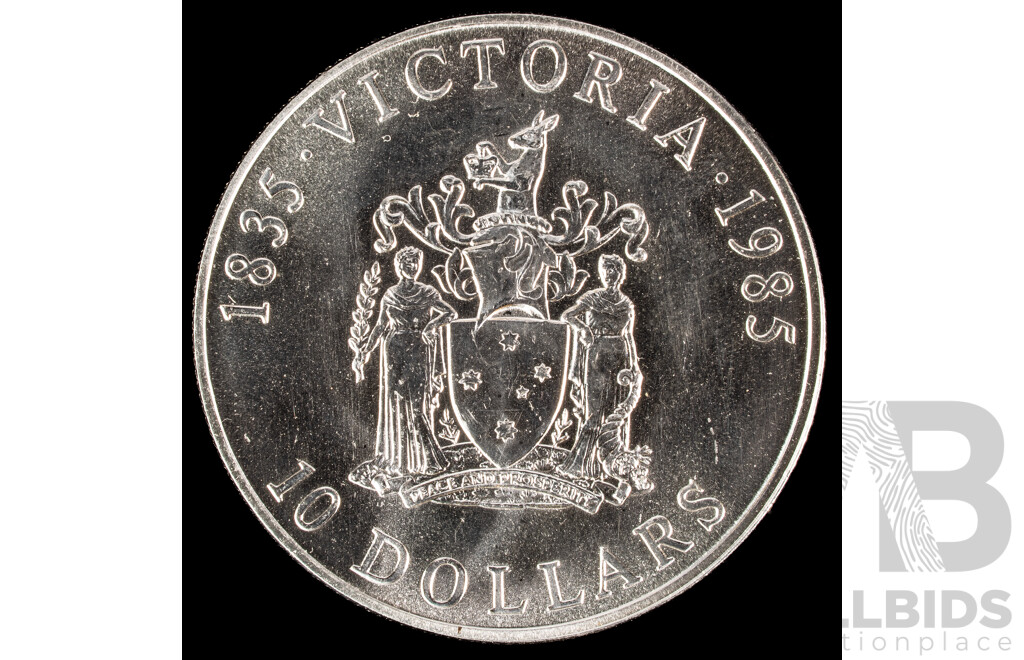 Australian RAM 1985 Silver Ten Dollar Coin, State Series, Victoria .925