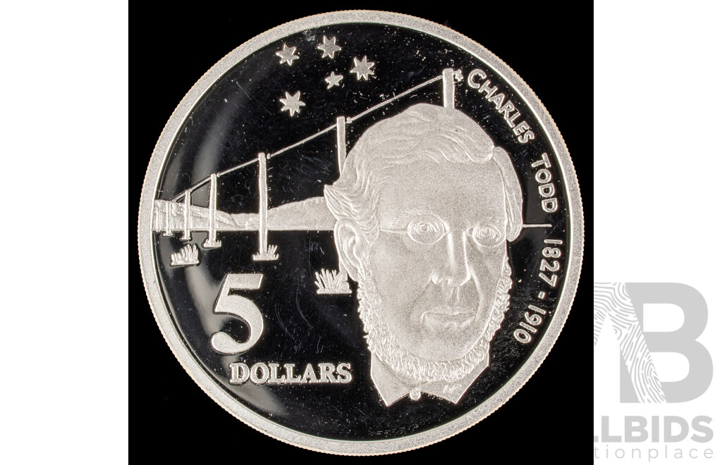 Australian 1995 Silver Five Dollar Coin, Colonial Australia, Charles Todd .925