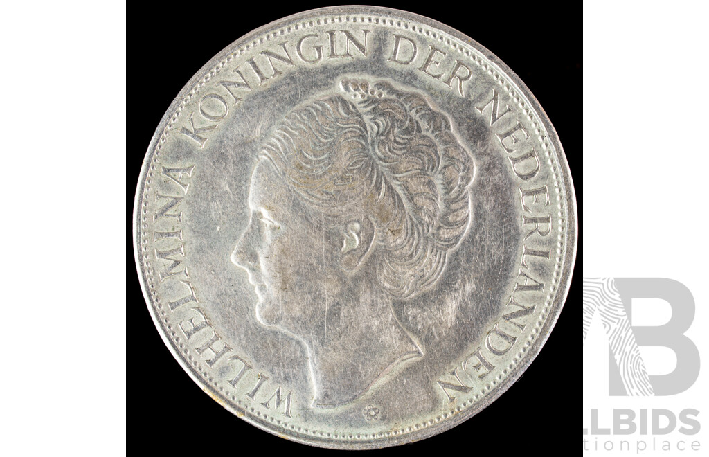 Netherlands 1943 Silver Two and Half Gulden Coin .720
