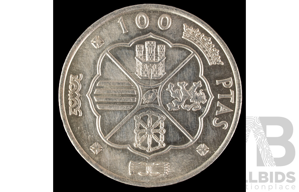 Spain 1966 Silver One Hundred Ptas Coin .800