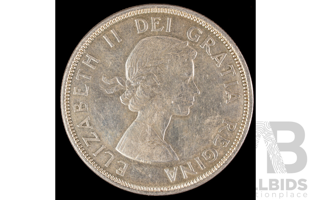 Canada 1964 Silver One Dollar Coin, 100th Anniversary of Charlottetown & Quebec Conferences .800