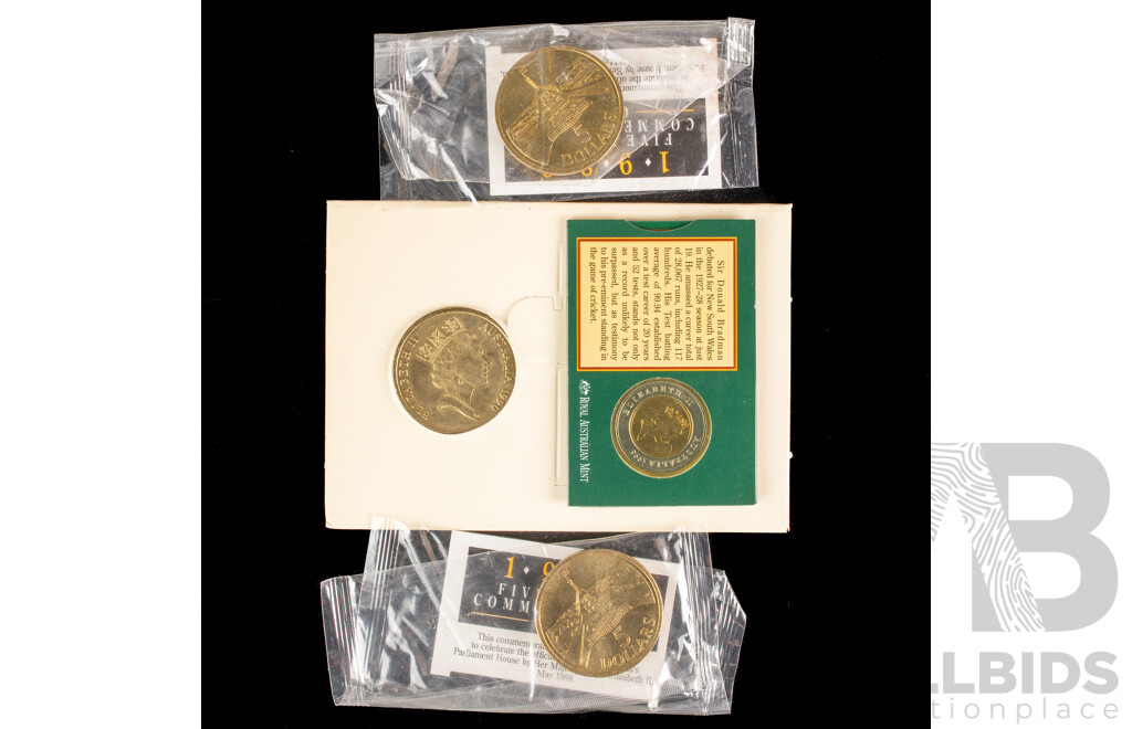 Four Australian Commemorative Five Dollar Coins Including 1988(2), 1990, 1996