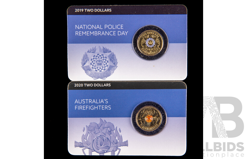 Australian RAM Commemorative Two Coins Including 2019 National Police Remembrance and 2020 Australia's Fire Fighters