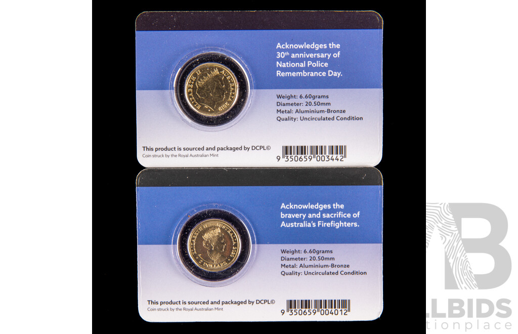 Australian RAM Commemorative Two Coins Including 2019 National Police Remembrance and 2020 Australia's Fire Fighters