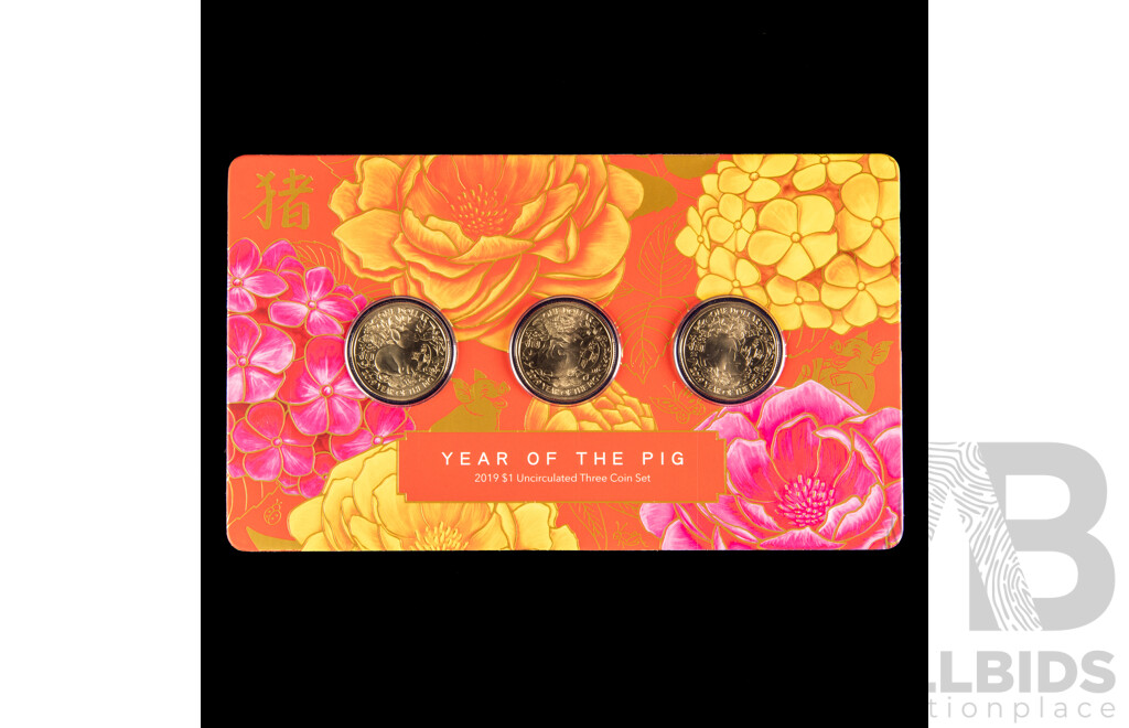 Australian RAM 2019 Commemorative One Dollar Coin Set, Year of the Pig