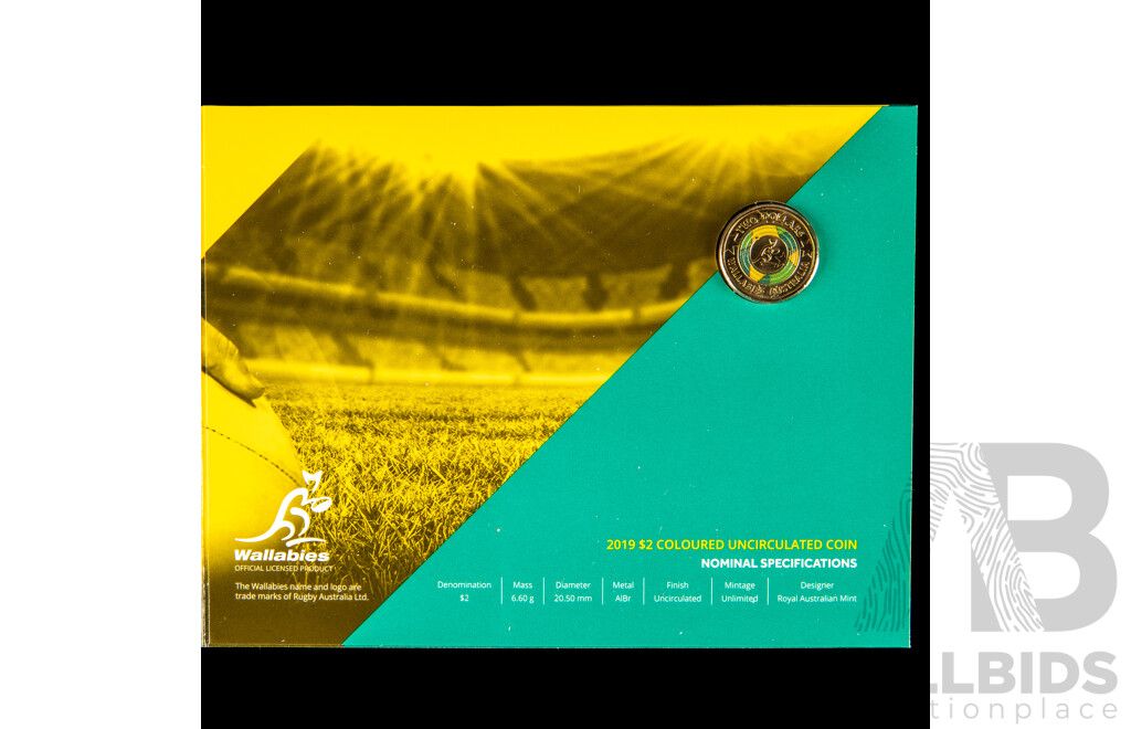 Australian RAM Commemorative Coins Including 2020 Gold Plated Fifty Cent Olympics, 2016 and 2024 Two Dollars Paralympic Team, 2019 Two Dollars Wallabies
