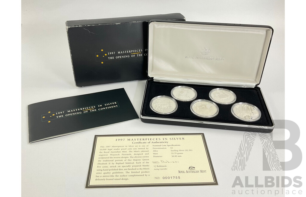 Australian RAM 1997 Masterpieces in Silver Four Five Dollar Coin Set .925