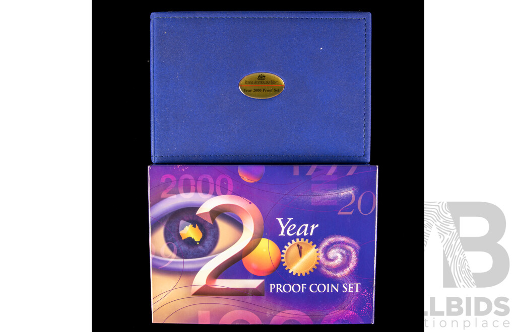 Australian RAM 2000 Six Proof Coin Set with Coloured Fifty Cent Millennium Year