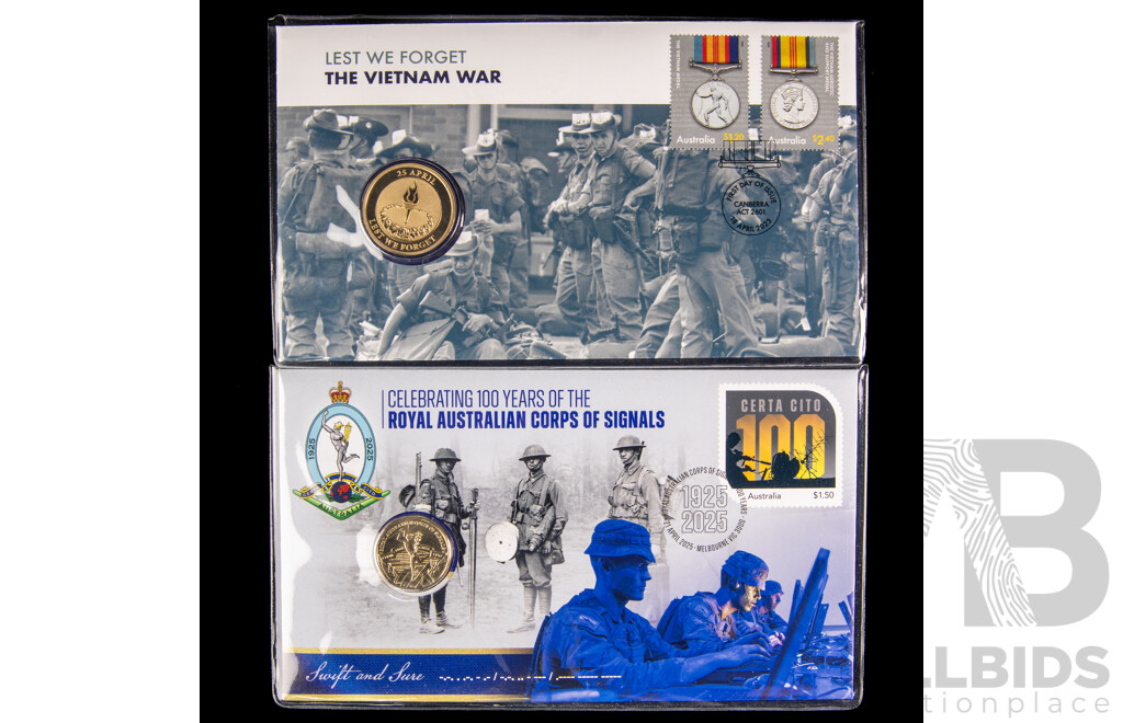 Australian PNCs Including 2023 Lest We Forget Vietnam War and 2025 Celebrating One Hundred Years of the Royal Australian Corps of Signals