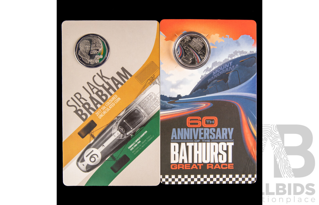 Australian RAM Commemorative Fifty Cents Including 2017 Sir Jack Brabham and Sixtieth Anniversary of Bathurst Great Race