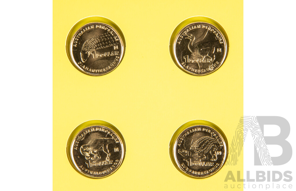 Australian RAM 2022 Four Commemorative One Dollar Set, Australian Dinosaurs, Privy Mark
