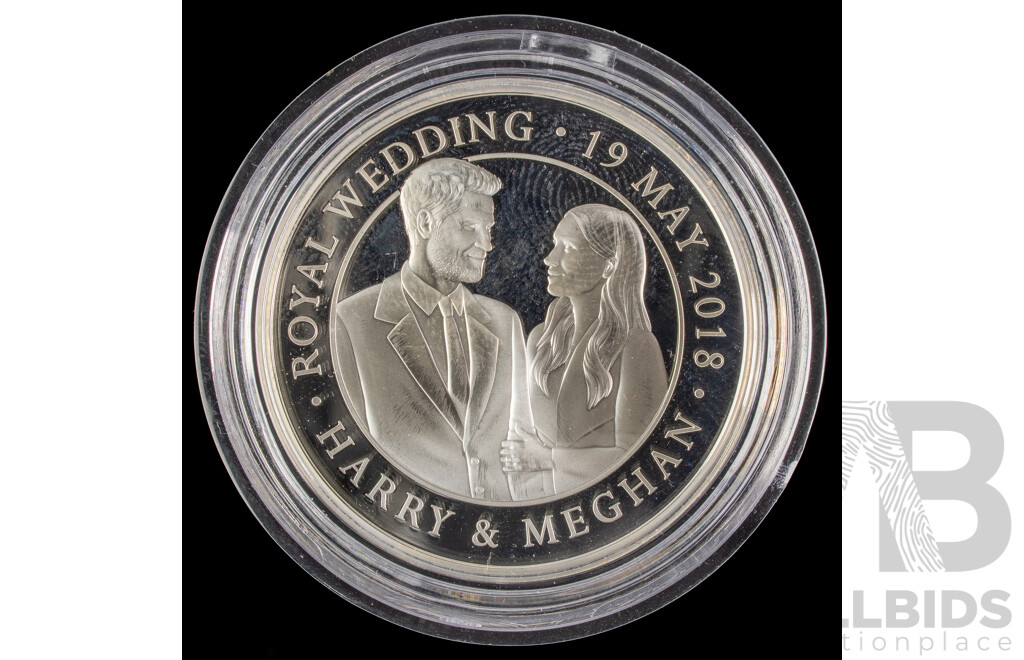 United Kingdom Royal Mint 2018 Silver Five Pound Coin, the Royal Wedding .925