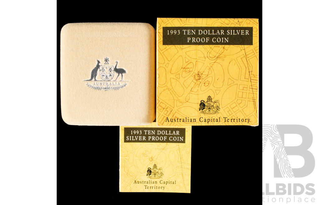 Australian RAM 1993 Silver Proof Ten Dollar Coin, State Series, Australian Capital Territory .925