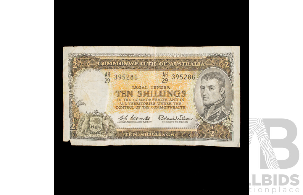 Australian 1961 Ten Shillings Note, Coombs/Wilson R17, AH29 395286