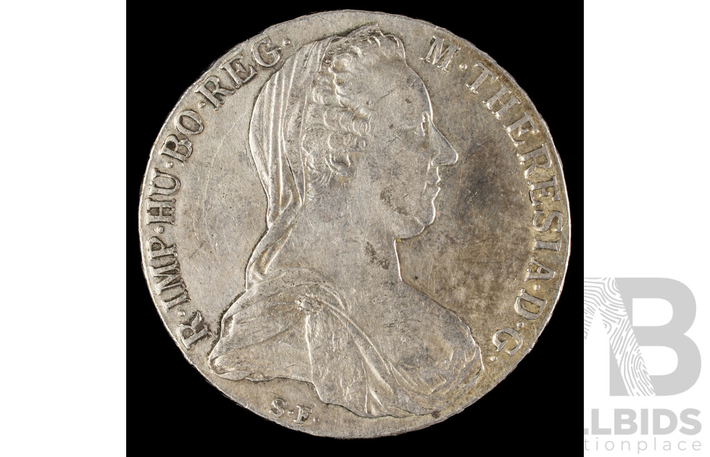 Austria 1780 Silver One Thaler Coin, Maria Theresia  .833