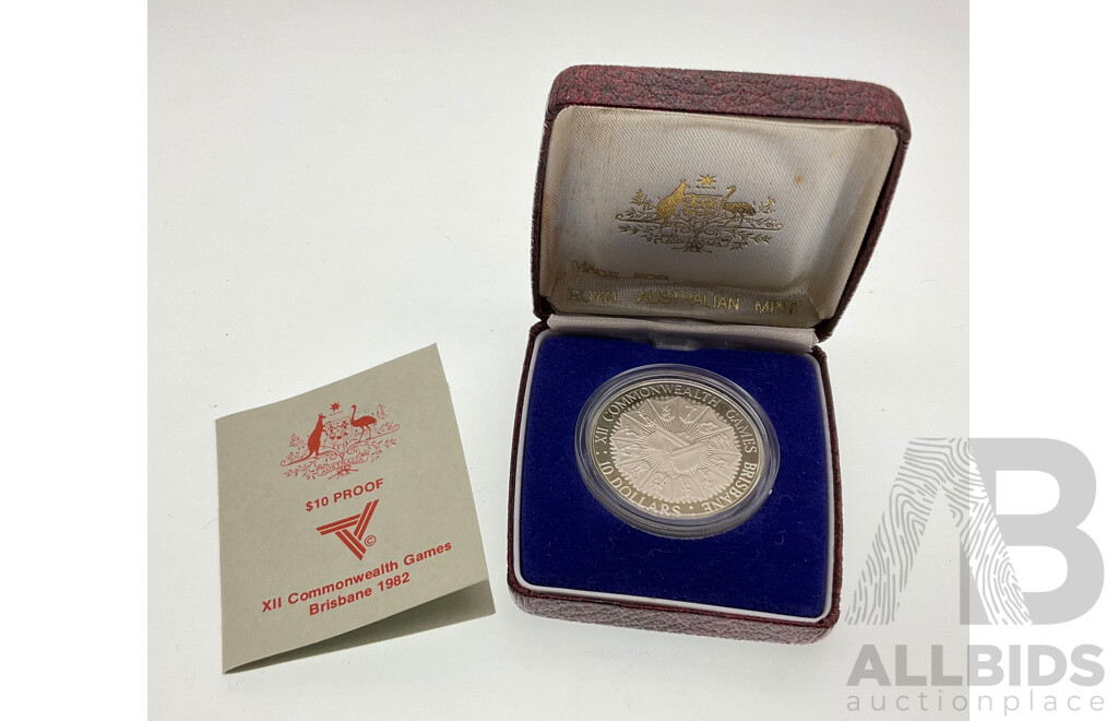 Australian 1982 Silver Ten Dollar Proof Coin, Commonwealth Games .925