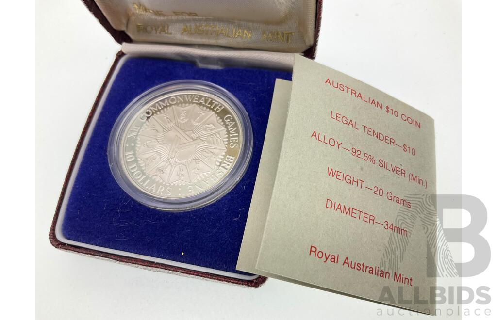 Australian 1982 Silver Ten Dollar Proof Coin, Commonwealth Games .925