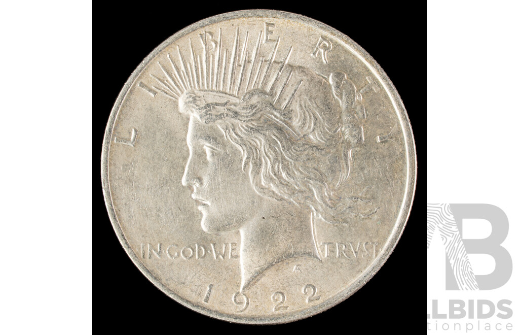 USA 1922 Silver Peace Dollar, Philadelphia Mint .900