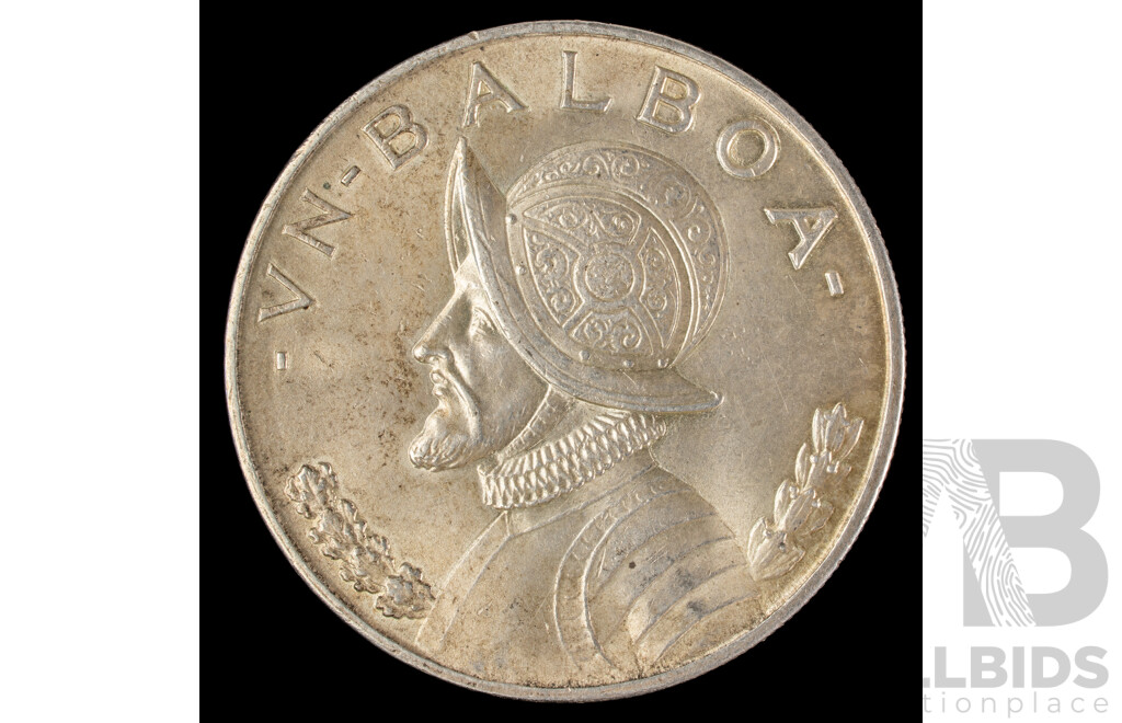 Panama 1947 Silver One Balboa Coin .900