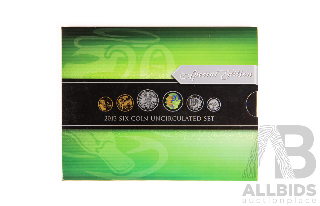Australian 2013 UNC Six Coin Special Edition Set, Includes Coloured Twenty Cent Coin