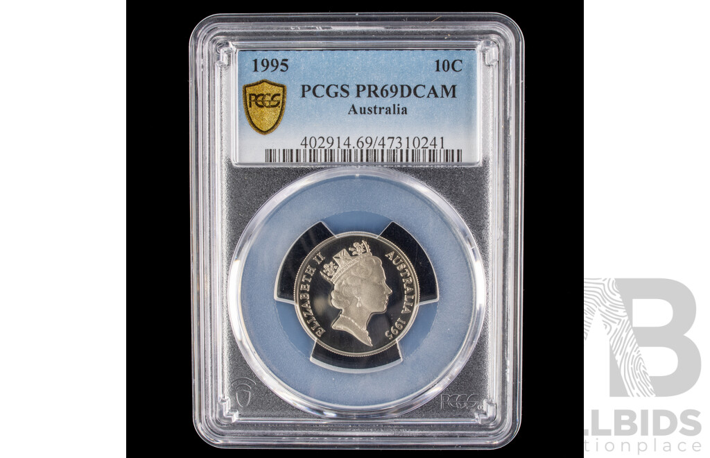 Australian 1995 Proof Ten Cent Coin, PCGS PR69 DCAM